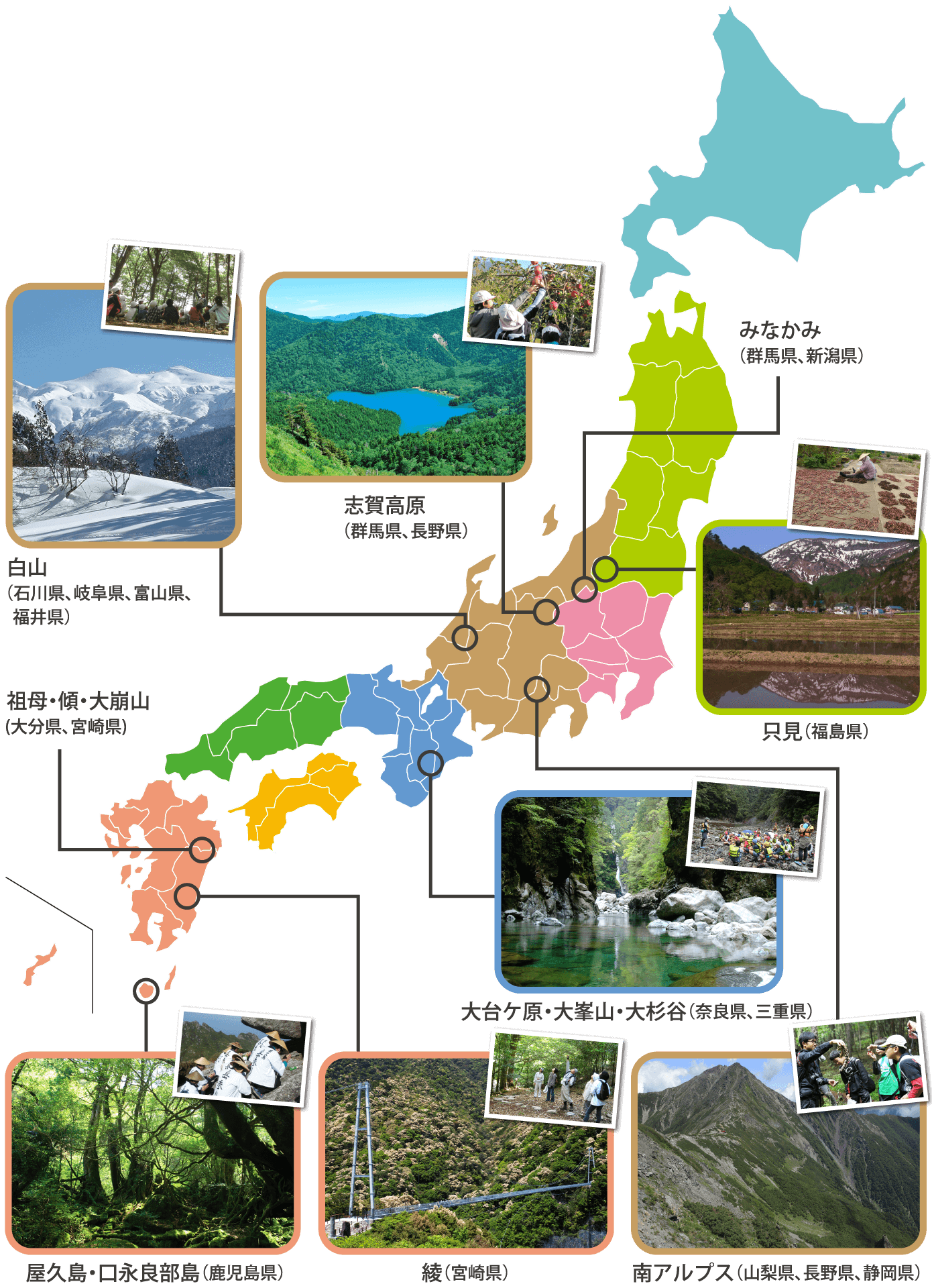国内のユネスコエコパーク登録地